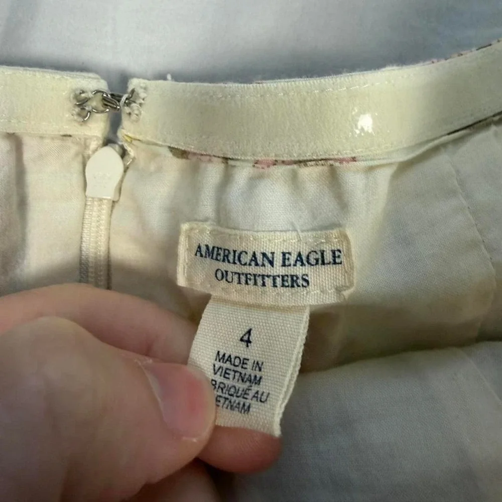 Vintage y2k American Eagle yellow & pink floral pattern strapless cottage dress - Picture 4 of 6